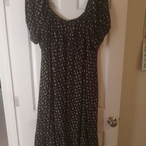 New Women's  Black/Taupe Maxi Prairie Style Dress 4X